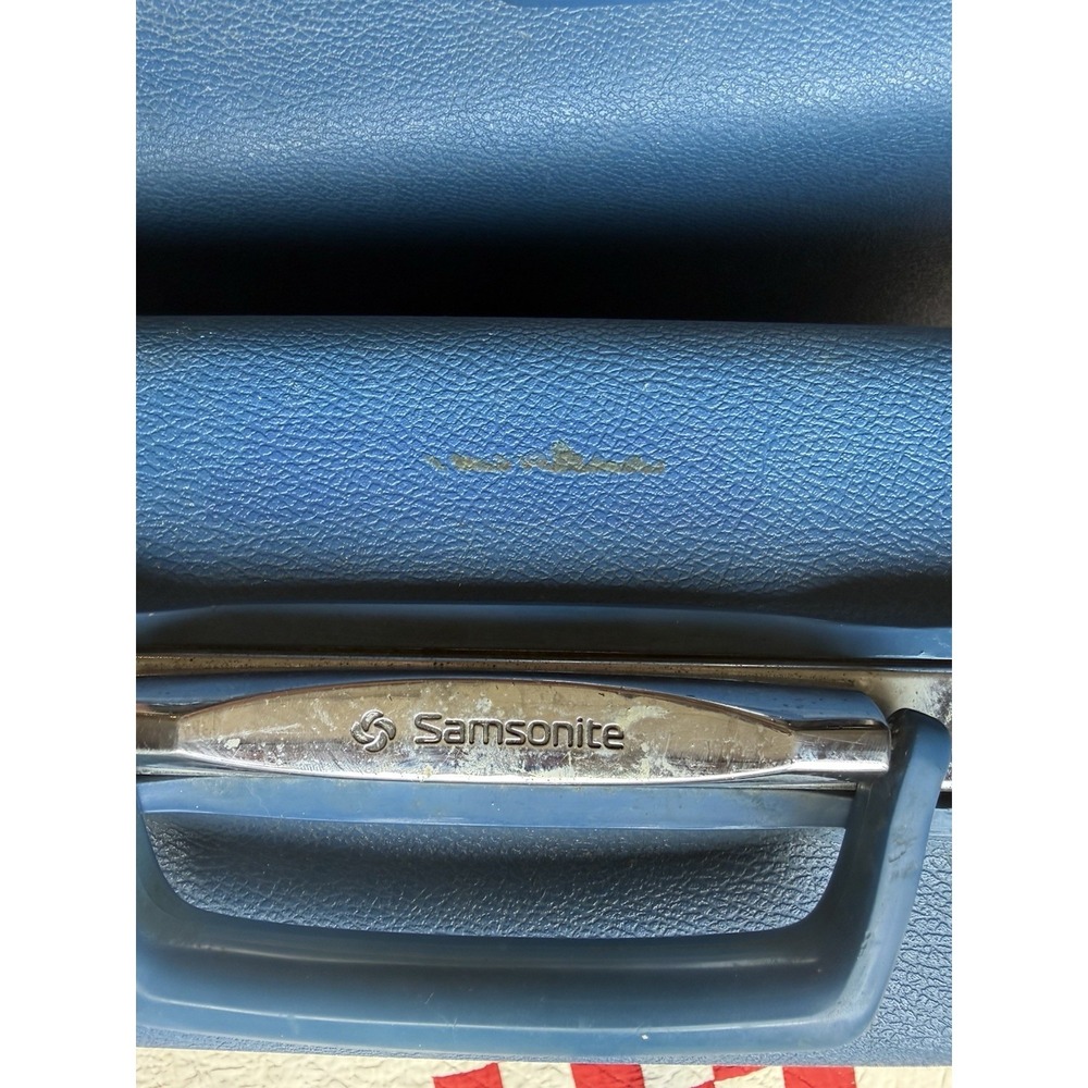 Vintage Samsonite Blue Hard Shell Suitcase Set 2 Piece Luggage Mid Century Retro